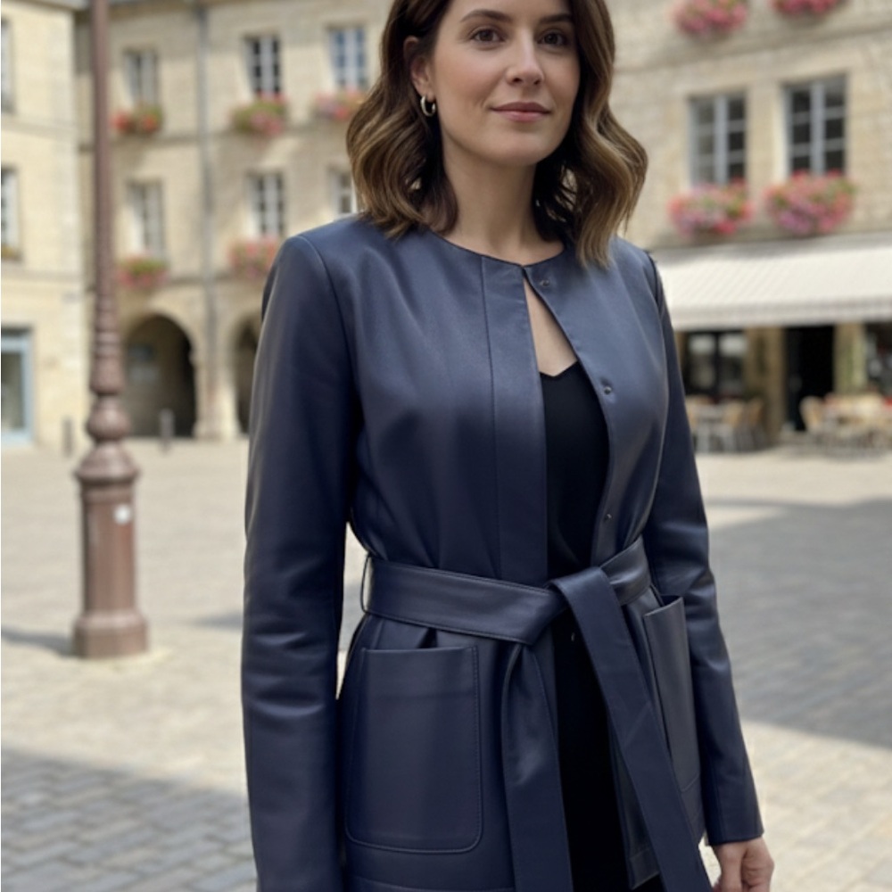 Kobi Halperin Navy Leather Jacket